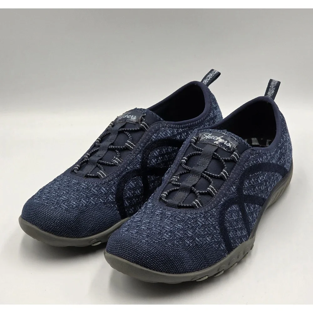 Skechers Breathe Easy Slip On Women's 8 Navy Relaxed Fit Walking Shoes - Picture 2 of 12